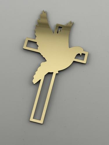 Топер хрестик для торта золотий, на хрещення, великдень